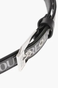 JEANS COUTURE Cintura in Pelle Saffiano con Logo Stampato 35mm></noscript>Versace Outlet