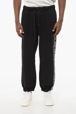 JEANS COUTURE Joggers in Cotone con Bande Laterali Logate>Versace Fashion