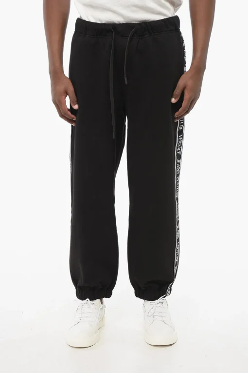 JEANS COUTURE Joggers in Cotone con Bande Laterali Logate>Versace Fashion