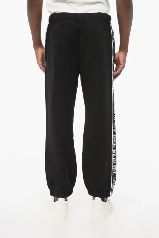 JEANS COUTURE Joggers in Cotone con Bande Laterali Logate>Versace Fashion