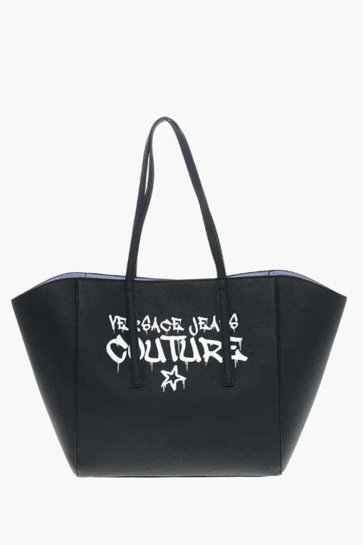 Fashion JEANS COUTURE Maxi Borsa Tote in Eco Pelle Martellata con Cloutch Donna Borse A Mano