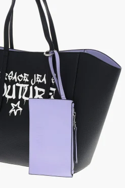 Fashion JEANS COUTURE Maxi Borsa Tote in Eco Pelle Martellata con Cloutch Donna Borse A Mano