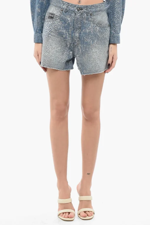 JEANS COUTURE Shorts in Denim Glitterati>Versace Online