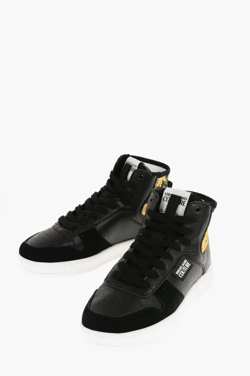 JEANS COUTURE Sneakers Alte MEYSSA in Pelle e Tessuto con Dettaglio Motivo Barocco>Versace Outlet
