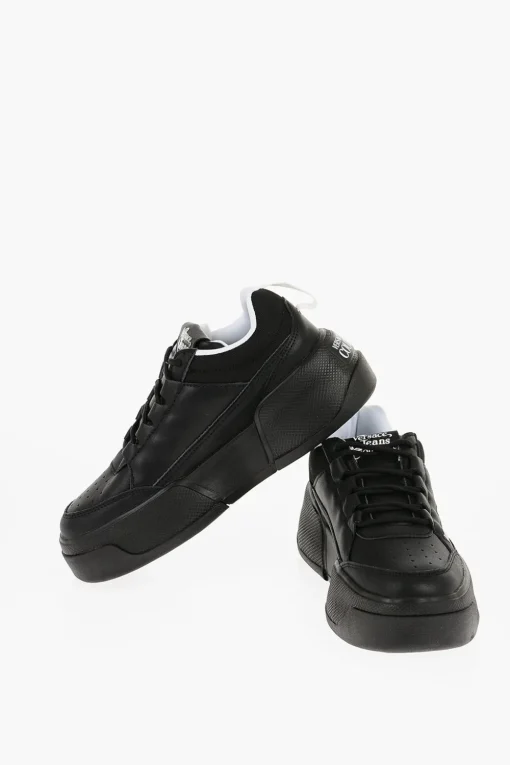 JEANS COUTURE Sneakers Basse RAVEWING in Pelle e Tessuto con Platform 6cm>Versace Fashion