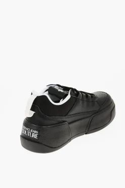 JEANS COUTURE Sneakers Basse RAVEWING in Pelle e Tessuto con Platform 6cm>Versace Fashion