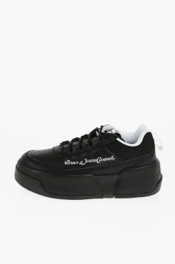 JEANS COUTURE Sneakers Basse RAVEWING in Pelle e Tessuto con Platform 6cm></noscript>Versace Fashion