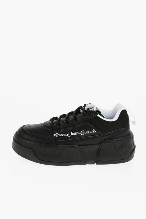 JEANS COUTURE Sneakers Basse RAVEWING in Pelle e Tessuto con Platform 6cm>Versace Fashion