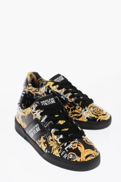 JEANS COUTURE Sneakers Basse BROOKLYN in Pelle Lucida con Motivo Barocco>Versace Online