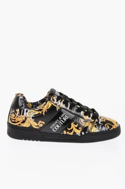 JEANS COUTURE Sneakers Basse BROOKLYN in Pelle Lucida con Motivo Barocco></noscript>Versace Online