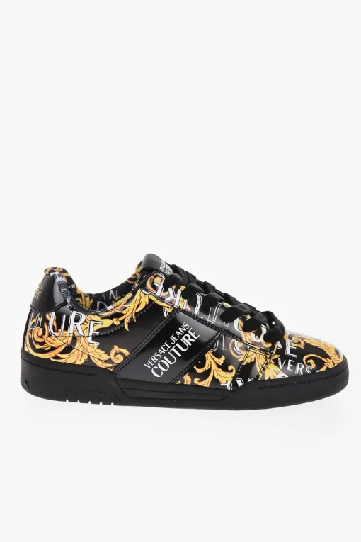 JEANS COUTURE Sneakers Basse BROOKLYN in Pelle Lucida con Motivo Barocco>Versace Online