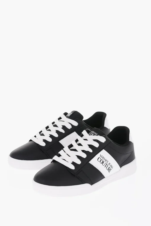 New JEANS COUTURE Sneakers Basse BROOKLYN Bicolore in Pelle con Logo in Rilievo Uomo Sneaker
