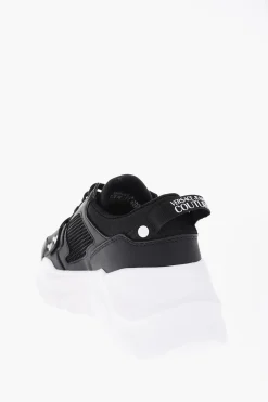 JEANS COUTURE Sneakers SPEEDTRACK in Pelle e Tessuto con Dettaglio a Rete sui Lati 6cm>Versace Online