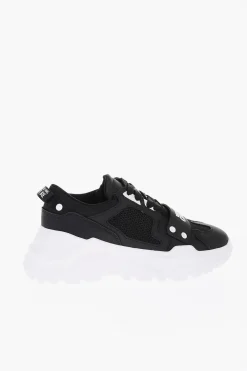 JEANS COUTURE Sneakers SPEEDTRACK in Pelle e Tessuto con Dettaglio a Rete sui Lati 6cm></noscript>Versace Online