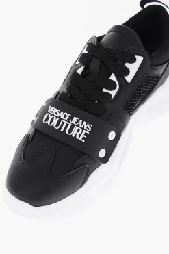 JEANS COUTURE Sneakers SPEEDTRACK in Pelle e Tessuto con Dettaglio a Rete sui Lati 6cm></noscript>Versace Online