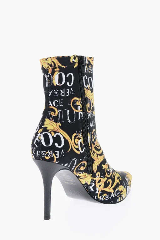 JEANS COUTURE Stivaletti Sock SCARLETT Point Toe con Stampa Barocca 8cm>Versace New