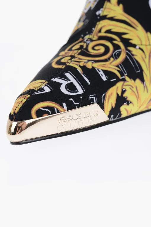 JEANS COUTURE Stivaletti Sock SCARLETT Point Toe con Stampa Barocca 8cm>Versace New