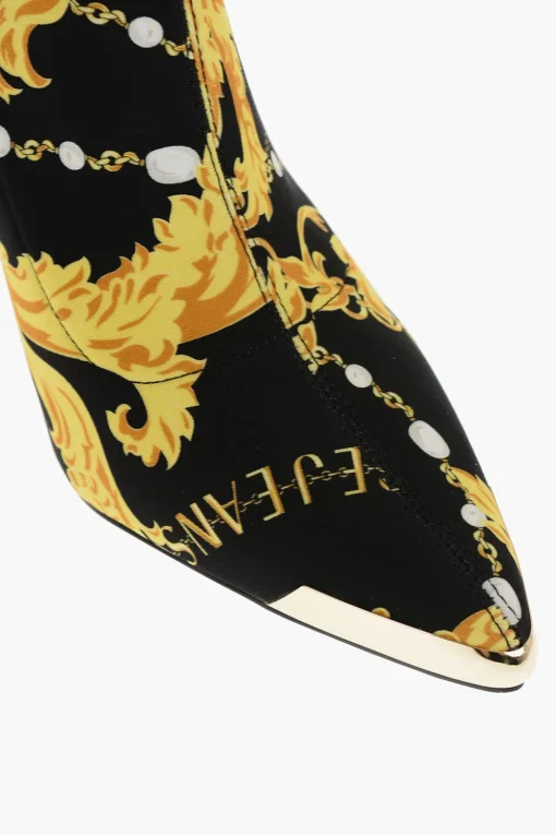 JEANS COUTURE Stivaletti Sock SCARLETT Point Toe con Stampa Barocca Tacco 9cm>Versace Online