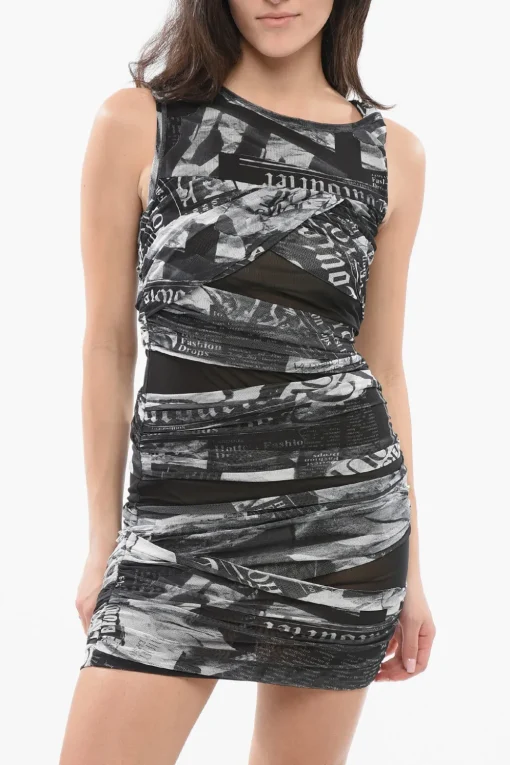 JEANS COUTURE Vestito Smanicato in Tulle con Cut Out>Versace New