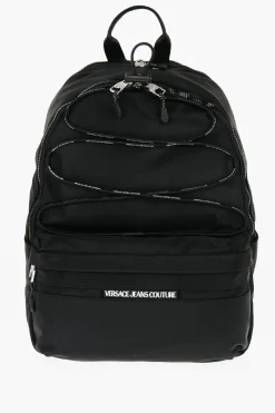 JEANS COUTURE Zaino in Nylon a Tinta Unita con Dettaglio Logato>Versace Outlet