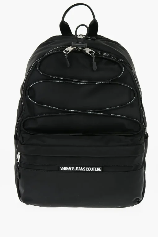 JEANS COUTURE Zaino in Nylon a Tinta Unita con Dettaglio Logato>Versace Outlet