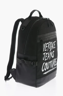 JEANS COUTURE Zaino in Tela con Stampa Logo a Contrasto>Versace Sale