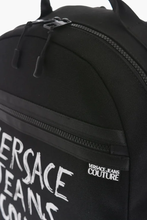 JEANS COUTURE Zaino in Tela con Stampa Logo a Contrasto>Versace Sale