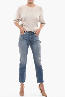 Online Jeans Crop ad Orlo Sfrangiato 16cm Donna Jeans