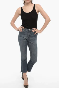 Clearance Jeans Crop CLAR con Cuciture a Vista 19,5cm Donna Jeans