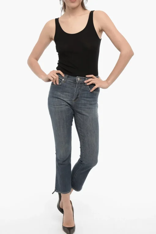 Clearance Jeans Crop CLAR con Cuciture a Vista 19,5cm Donna Jeans
