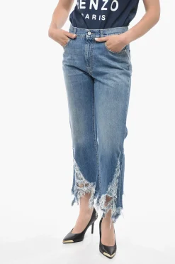 Jeans Cropped Fit con Fondo Distressed 24cm>Stella McCartney New