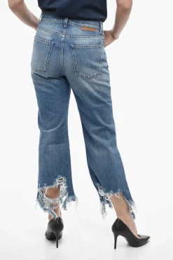 Jeans Cropped Fit con Fondo Distressed 24cm>Stella McCartney New