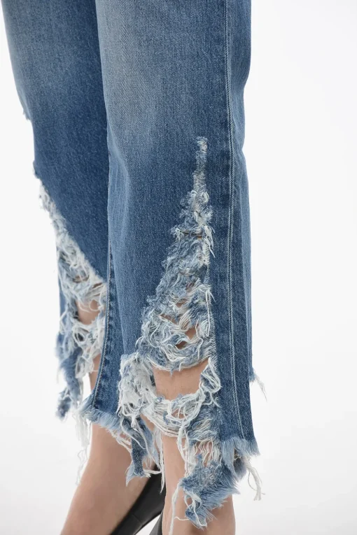 Jeans Cropped Fit con Fondo Distressed 24cm>Stella McCartney New