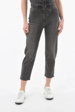 Clearance Jeans Cropped KRIPTON a Vita Alta con Cintura Donna Jeans