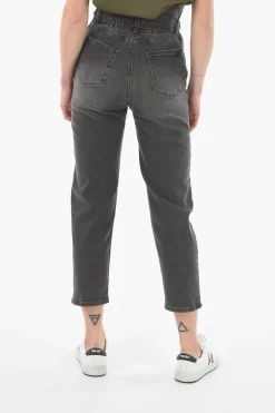 Clearance Jeans Cropped KRIPTON a Vita Alta con Cintura Donna Jeans
