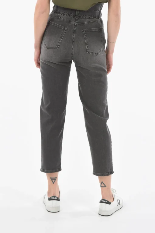 Clearance Jeans Cropped KRIPTON a Vita Alta con Cintura Donna Jeans