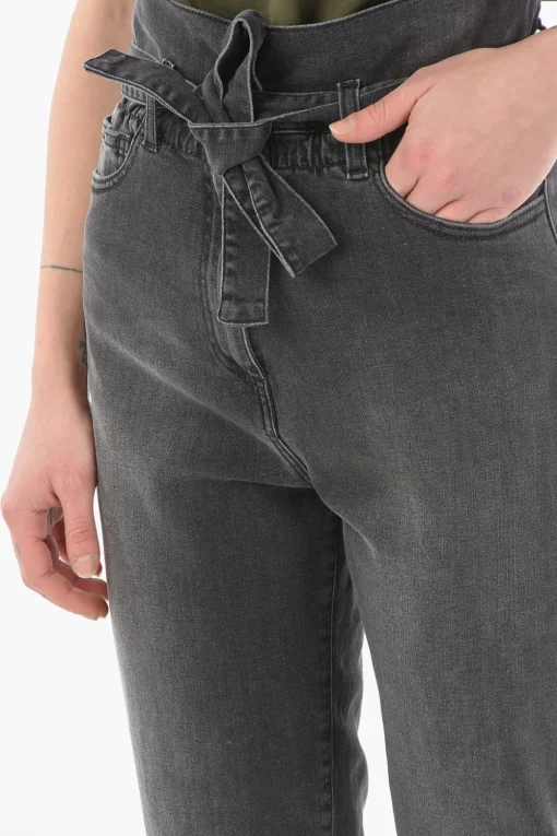 Clearance Jeans Cropped KRIPTON a Vita Alta con Cintura Donna Jeans