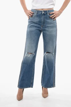 Jeans Cropped Straight Fit con Zip Laterali 26cm>Stella McCartney New