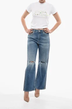 Jeans Cropped Straight Fit con Zip Laterali 26cm></noscript>Stella McCartney New