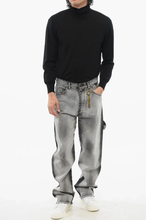 Online Jeans Delavè JOHN con Fondo Sfrangiato 23cm Uomo Jeans