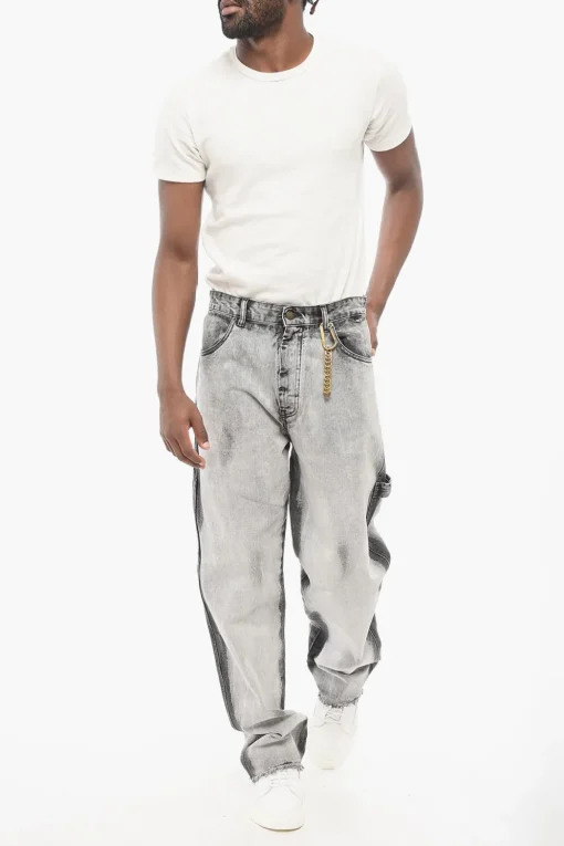 Online Jeans Delavè JOHN con Fondo Sfrangiato 23cm Uomo Jeans