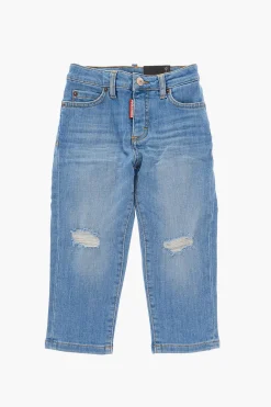Jeans Distressed BOSTON con Bottone Logato>Dsquared2 Kids Online