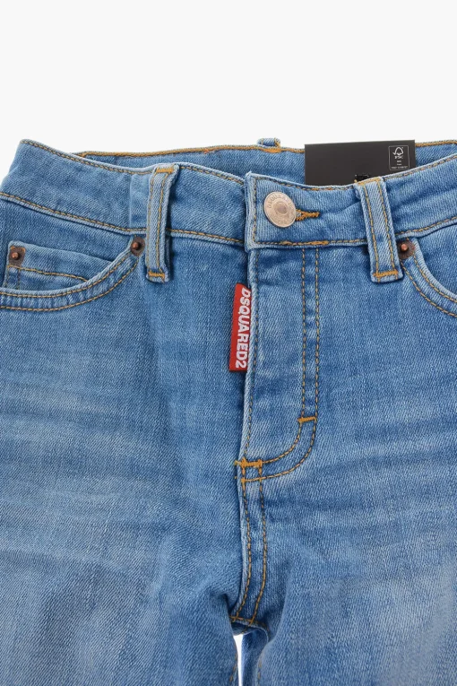 Jeans Distressed BOSTON con Bottone Logato>Dsquared2 Kids Online