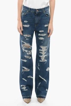 Clearance Jeans Distressed con Fondo Sfrangiato 23cm Donna Jeans