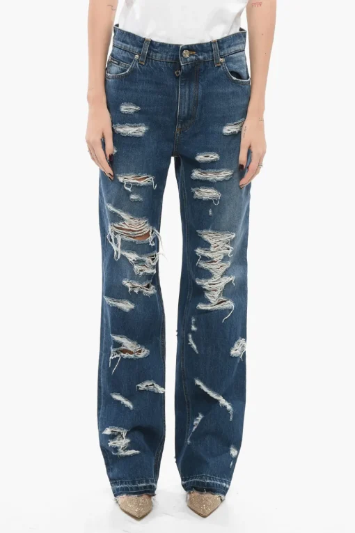Clearance Jeans Distressed con Fondo Sfrangiato 23cm Donna Jeans