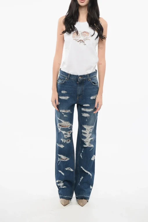 Clearance Jeans Distressed con Fondo Sfrangiato 23cm Donna Jeans