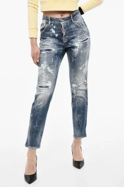 Jeans Distressed In Strass>Dsquared2 Hot