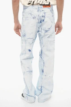 Outlet Jeans Effetto Bleached a Vita Regolare 25cm Uomo Jeans