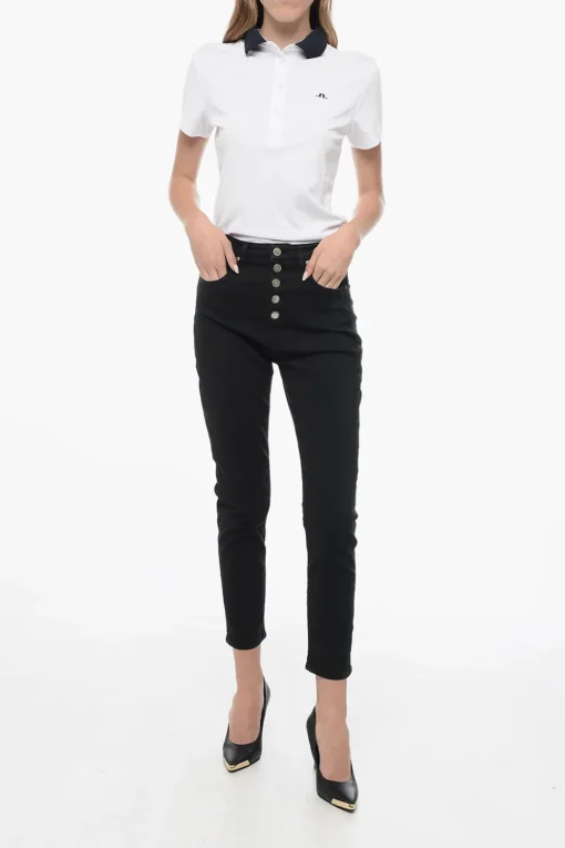 Discount Jeans FELIZ in Denim Stretch a Lavaggio Scuro 14cm Donna Jeans