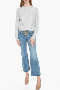 Jeans Flared Fit A Vita Alta Con Fibbia></noscript>Cormio New